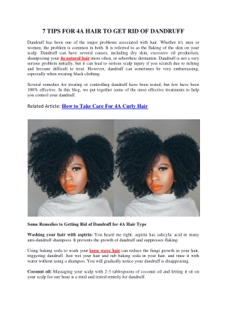 7 TIPS FOR 4A HAIR TO GET RID OF DANDRUFF