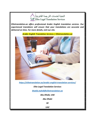 Arabic English Translation Services  Elitetranslation.ae