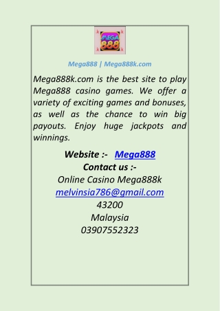 Mega888  Mega888k.com