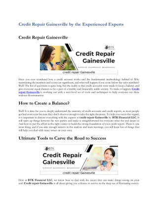 Credit Repair Gainesville by the Experienced Experts