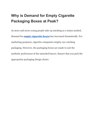 Why is Demand for Empty Cigarette Packaging Boxes at Peak