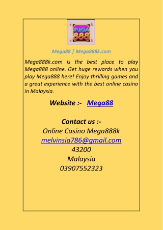 Mega88 Mega888k.com