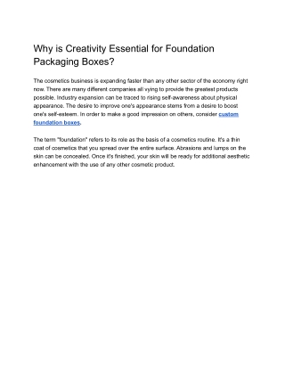 Why is Creativity Essential for Foundation Packaging Boxes_