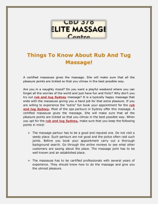 Things To Know About Rub And Tug Massage
