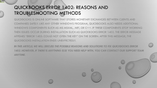 An appropriate method to resolve QuickBooks Error 1402