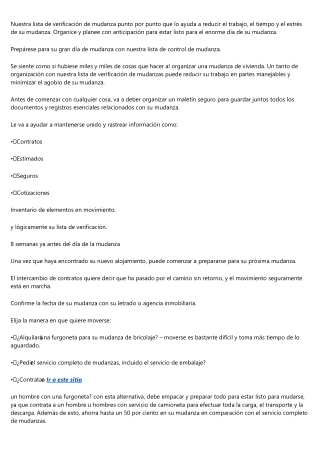 Recomendaciones para efectuar una mudanza adecuada