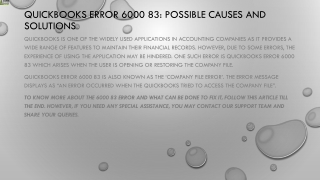 QuickBooks Error 6000 83 Will Not Worry You Anymore