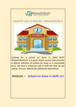 School On Lease In Delhi Ncr Winworldrealty.in