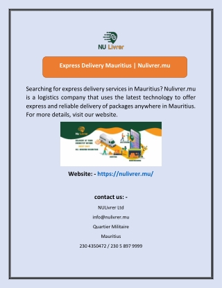 Express Delivery MauritiusNulivrermu