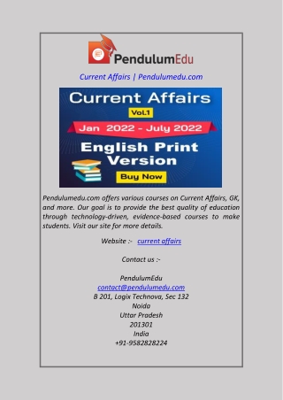 Current Affairs  Pendulumedu.com