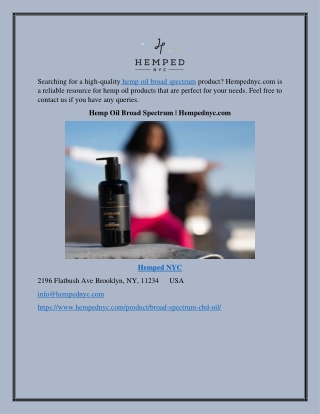 Hemp Oil Broad Spectrum | Hempednyc.com