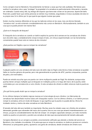 Los mejores consejos de cerrajeria 24h de Cerrajeros Benidorm