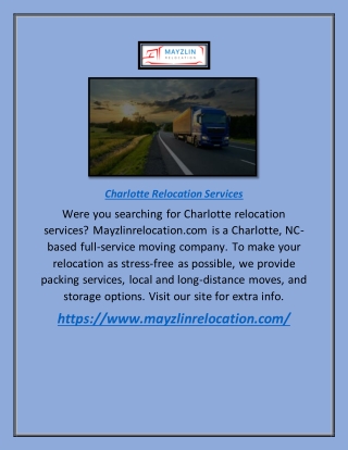 Charlotte Relocation Services | Mayzlinrelocation.com