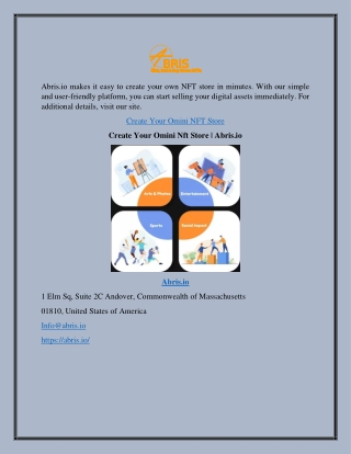 Create Your Omini Nft Store | Abris.io