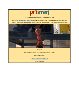3d Animation Advertisement | Prismartglobal.com