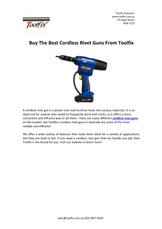 Buy The Best Cordless Rivet Guns From Toolfix