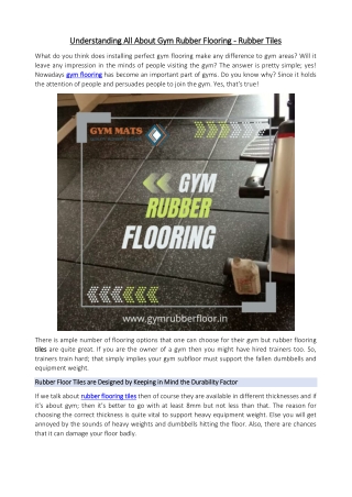 Understand All About Rubber Flooring Gym Tiles