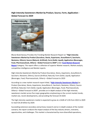 Global High-intensity Sweeteners Market Research Report 2022-2029