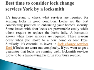 Importance of Lock change services York