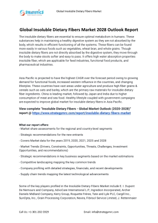 2021 Insoluble Dietary Fibers Industry Global Analysis Report