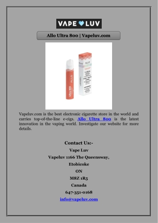 Allo Ultra 800 | Vapeluv.com