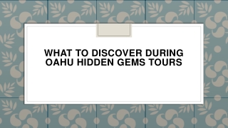 What to Discover During Oahu Hidden Gems Tours