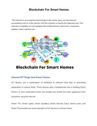 Blockchain For Smart Homes