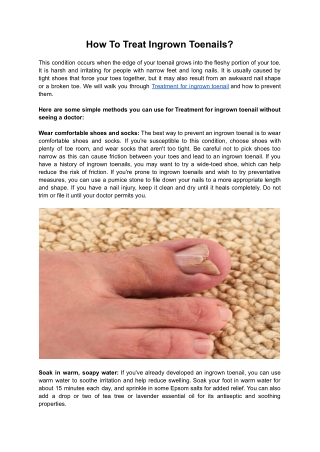 How To Treat Ingrown Toenails