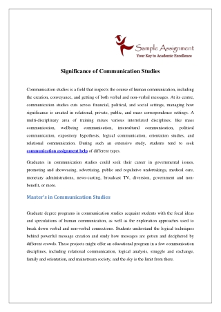 Significance of Communication Studies