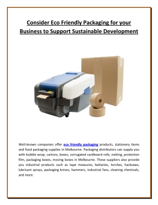 Consider Eco Friendly Packaging for your Business to Support Sustainable Development