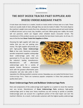 The Best Dozer Tracks Part Supplier and Dozer Undercarriage Parts