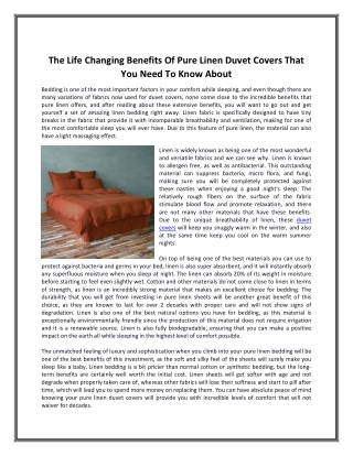 The Life Changing Benefits Of Pure Linen Duvet Covers That You Need To Know About