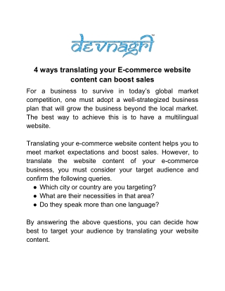 4 ways translating your E-commerce website content can boost sales