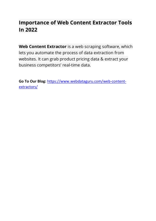 Importance of Web Content Extractor Tools In 2022