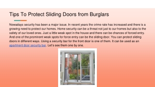 Tips To Protect Sliding Doors from Burglars