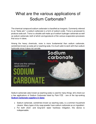 Palvi FZE- What are the various applications of Sodium Carbonate_