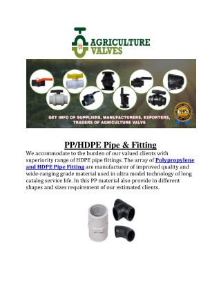 hdpe agriculture valves