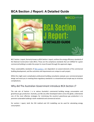 BCA Section J Report_ A Detailed Guide