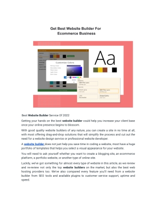 Get Best Website Builder For Ecommerce Business