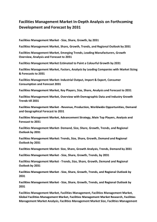 Facilities Management Market - Size, Share by 2031