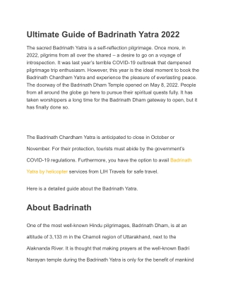 Ultimate Guide of Badrinath Yatra 2022