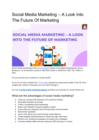 Social Media Marketing – A Look Into The Future Of Marketing