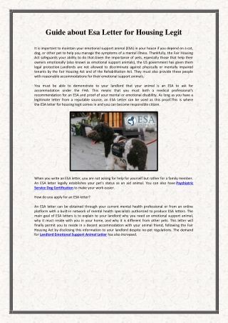 Guide about Esa Letter for Housing Legit