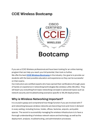 CCIE Wireless Bootcamp