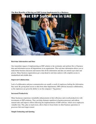 Best ERP Software in UAE