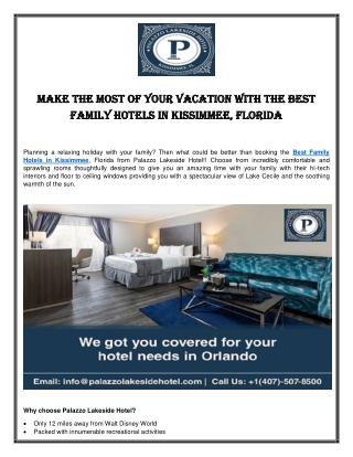 Make the Most of Your Vacation with the Best Family Hotels in Kissimmee