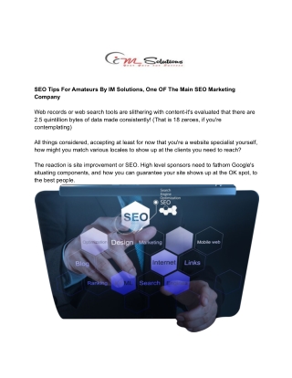 SEO Tips For Amateurs By IM Solutions, One OF The Main SEO Marketing Company