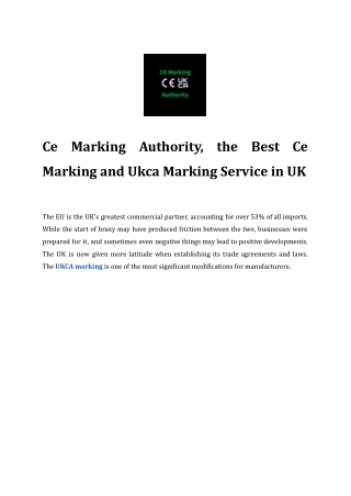 Ce Marking Authority, the Best Ce Marking and Ukca Marking Service in UK