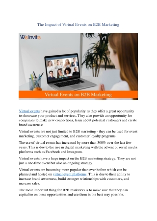 Impact of Virtual Events on B2B Marketing