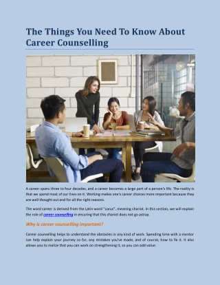 The Things You Need To Know About Career Counselling